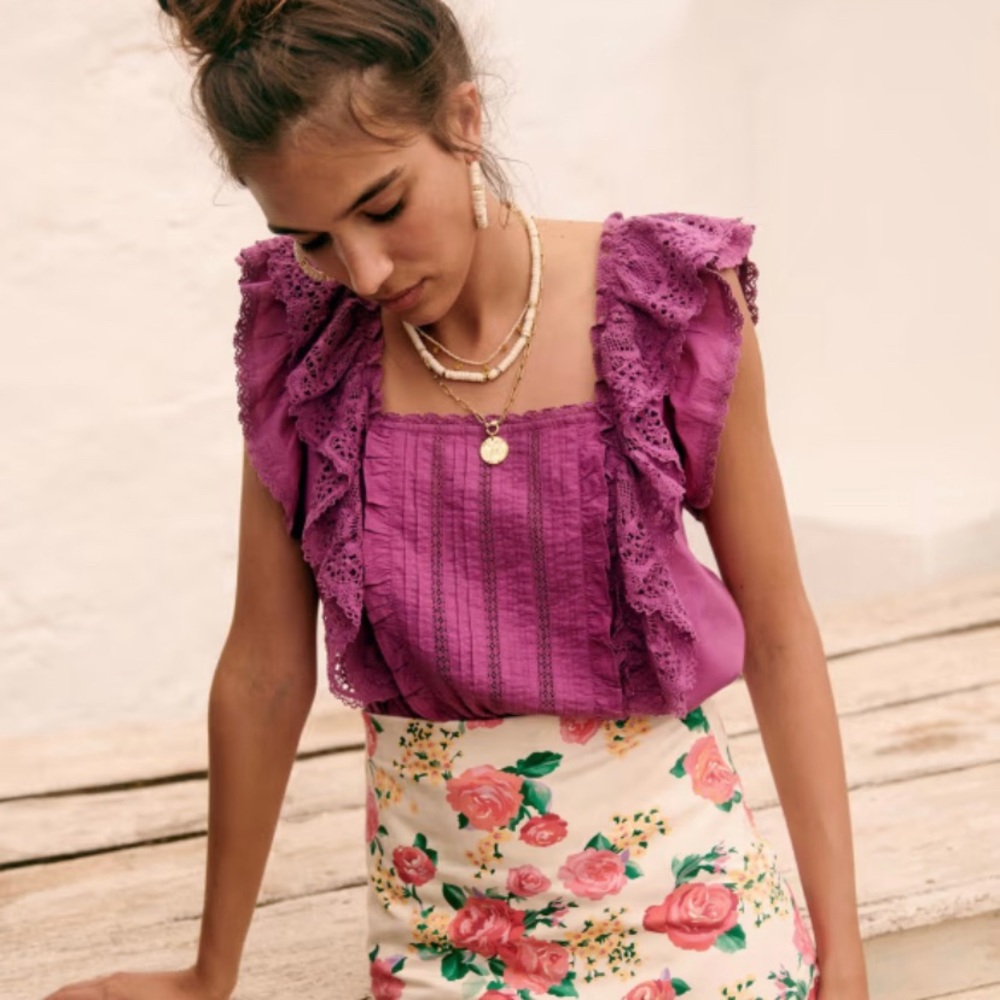 Sezane Lexy Blouse, Sz 36 FR, 4 US